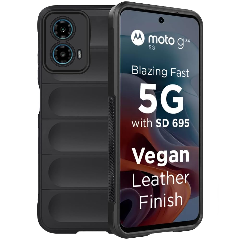 TheGiftKart Liquid Silicon Back Cover for Moto G34/G45 5G Black - Image 1