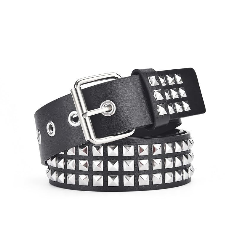 Rivet Belt， Stud Design for Accessories, Stylish Studded Belt with Durable Build, Ideal for Casual Edgy Outfits，White, 1 Piece2