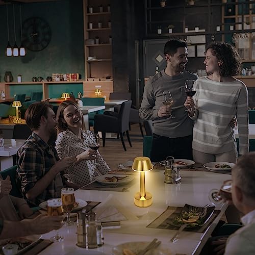 Egobasic Rechargeable Cordless Small Table Lamp Portable Battery Operated Lamp Touch 3 Way Dimmable Metal Industrial Gold Bedside Night Light Lamps For Bedroom, Dining Room Patio Restaurant Bar Hotel #TOP7