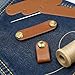 Small Brown PU Leather Handmade Tag with 8mm Rivet Button for Knits,Universal Blank Label Cute Repair Patch Soft Crochet Tape with Holes for DIY Clothing,Sewing Stamping,Keychain,Crafts Decor (15)