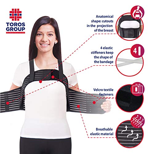 TOROS-GROUP - Korsett Damen - Brustgurt für Frauen - Unterstützende Bandage für Postoperative Phase, Gebrochene Rippen und Brustbein, Bequeme Passform für Weibliche Figur – M, Schwarz
