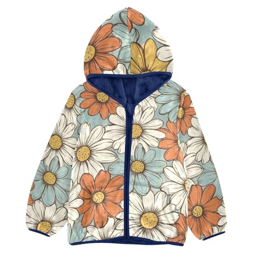 Brightly Colored Daisies Girls Fleece Jacket Girls Fall Jacket Girls Zip Up Hoodie Girls Sherpa Jacket 2-10T