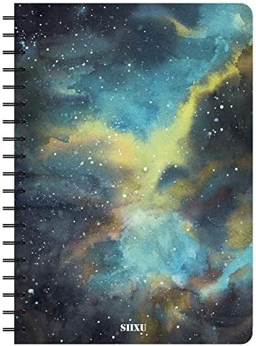Siixu Spiral Journal, B5 Colorful Lined Notebook, Memo Field Note book to Write in, College Ruled Paper, Elegant Novelty Celestial Design, 136 Pages, Large, Black, Star Rover