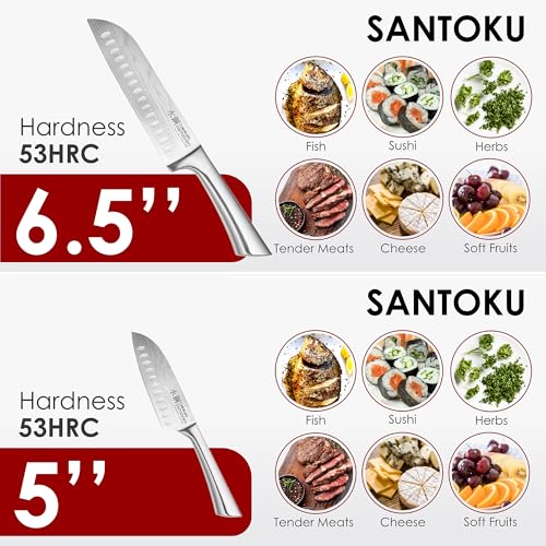 Image of Cuisine::pro Damashiro Knife Block (Kumi, 7-Piece Chef Knife Set) - Japanese Steel Knife - Magnetic Knife Block- Damascus-Inspired Blade Kitchen Knives