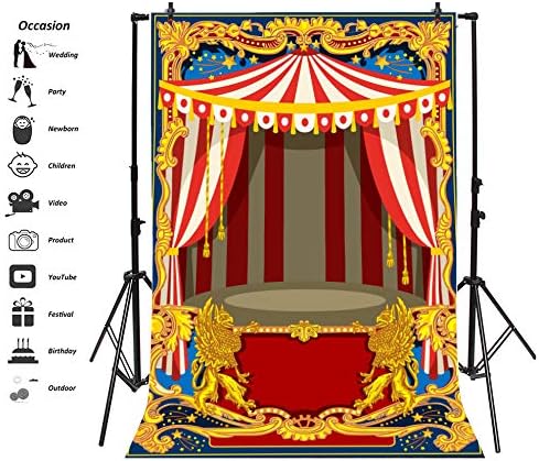 Miniatura 4 de Yeele Fondo de fotografía de escenario de circo de 6.5 x 10 pies, fondo de tienda de campaña de carnaval para fotografía, niños, niñas, niños,