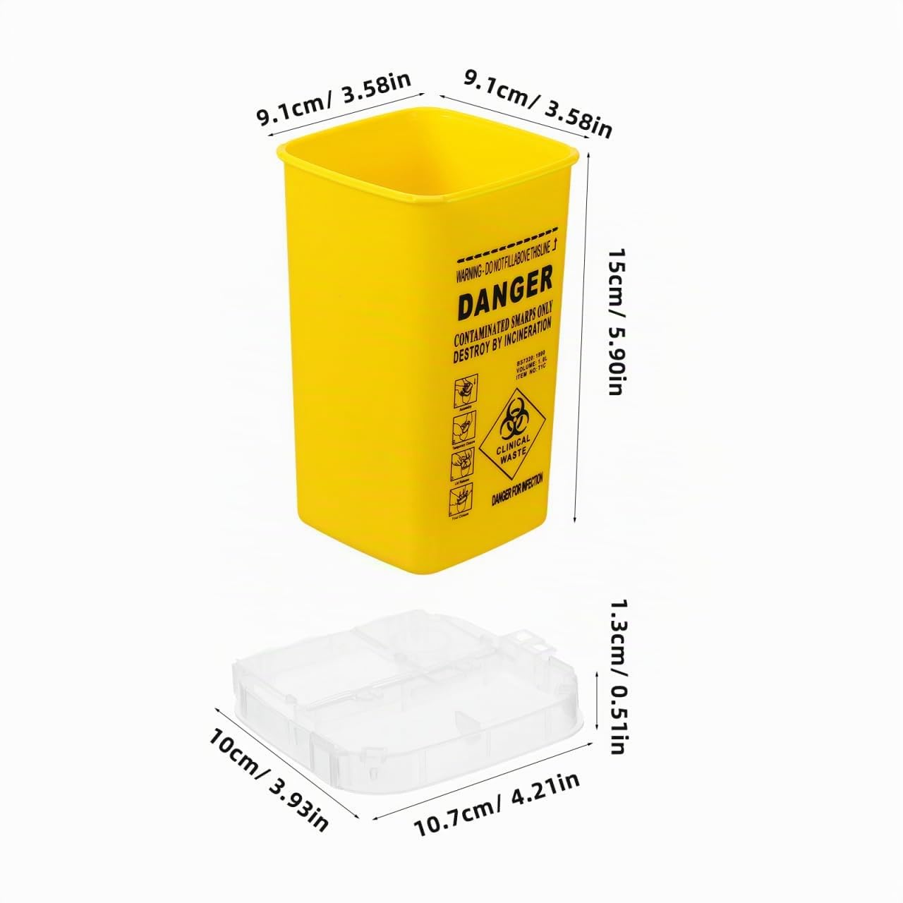 Contenedor De Objetos Punzantes 5 Uds Caja De Agujas Desechables Para Eliminación De Cuchillas De Barbero Y Recolección De Residuos De Salón 5.90X3.58X3.58In
