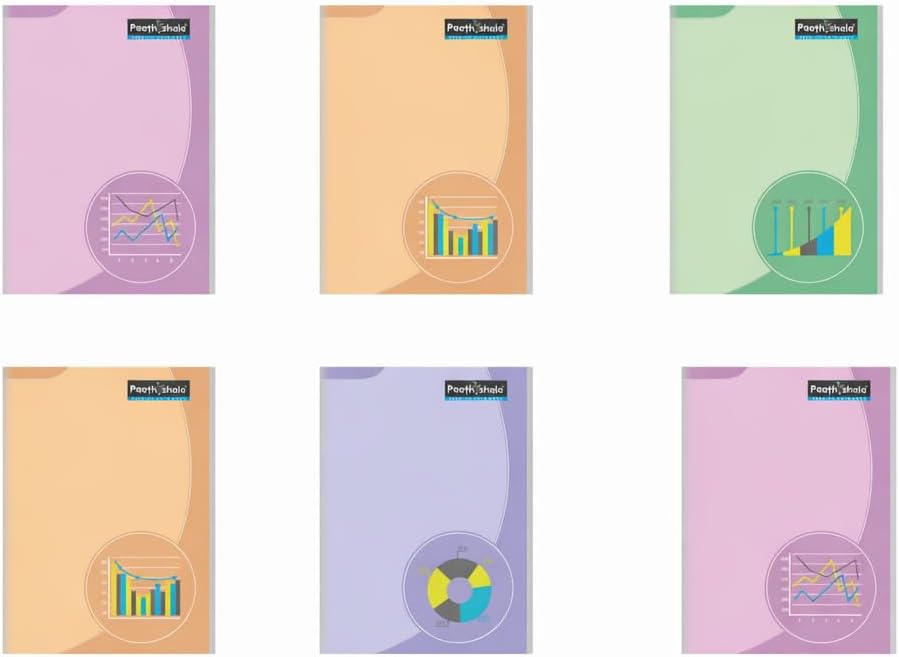 PAATHSHALA Graph Notebooks Pack of 6 |Subtle Themes | A4 Size Soft Cover Premium Writing Books for School, College & Office
