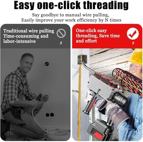 Electric Cable Puller, Automatic Fish Tape Tool with 15/30M Lead Wire, 25000mAh Batteries, 40m/Min Traction Speed, Smart Control, Variable Speed for Efficient Hydropower Wiring