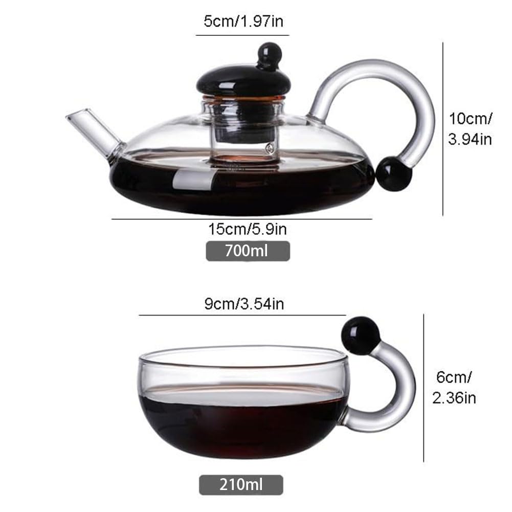 Zestaw do parzenia herbaty ze szkła filtracyjnego, wysokiej jakości, odporny na ciepło szklany czajniczek do herbaty i kawy(Transparent*2 Cup)