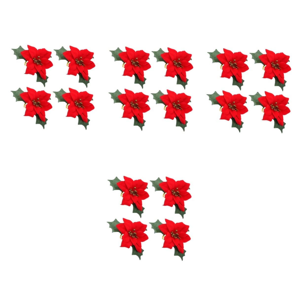 Cabilock 16 Pièces Ronds De Serviette Safran Porte-Serviette Fleuri Décor Floral Ornements De Fleurs Boucle De Serviette De Noël Boucles De Serviette Porte-Serviettes Fleur De Soie Rouge