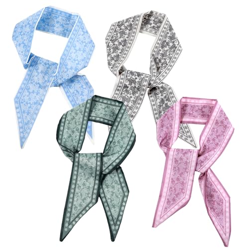 4 Pcs Hair Scarf Satin Head Scarf for Women, Fashion Bag Scarf for Handbags Purse Scarf Bohemian Style Hair Neck Scarves Bandana for Handbags Accessories