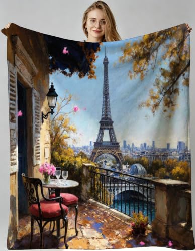 Couverture Polaire Tour Eiffel 3D imprimé graphique lavable en machine