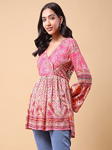 Image of Aarke Ritu Kumar Pink Printed Wrap Top