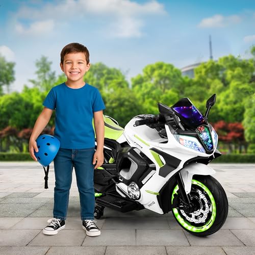 Image of BabyGo Kids Electric Ride-On Motorcycle Big Bikes | 12V Battery Operated Bike with, LED Lights & Music | Rechargeable Bike for Boys & Girls Ages 1-8 Years | 35kg Capacity | Large R9 Bike for Kids