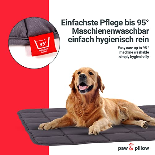 paw & pillow Hundematte für Auto, Indoor & Outdoor - Hundedecke kratz und Kochfest bis 95° Grad, Größe L - Liegefläche 70x100 cm in Grau Made in Germany