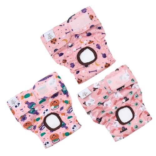 Image of CuteBone Dog Diapers Female Washable Small Medium Large 3 Pack Reusable Doggie Diapers Puppy Period Pants for Doggy Heat Cycle Peeing