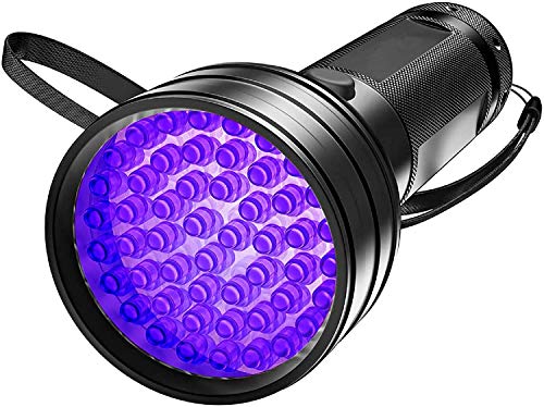 Tanouve Linterna Ultravioleta, Linterna UV 51 LED Luz Negra Linterna led alta potencia Anti-caída, Impermeable IPX4 para Manchas de Cocinas, Caza Escorpión