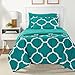 AmazonBasics 5-Piece Bed-In-A-Bag - Twin/Twin Extra-Long, Teal Trellis