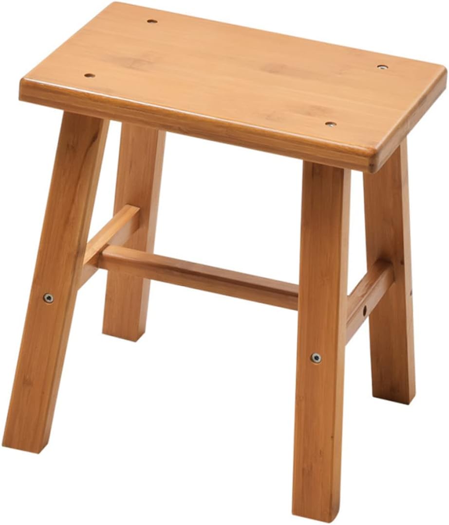 LIFKOME Wooden Step Stool Small Bamboo Stool for Kids Adults Wooden Bench Shoe Change Fishing for Bathroom, Kitchen, Bedroom