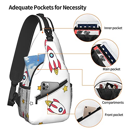 BYTKMFD Raketten Cross Borst Tas Diagonaal, Sling Rugzak, Weekend Outdoor Wandelen Reizen Schoudertas Voor Fietsen Man… - Image 5