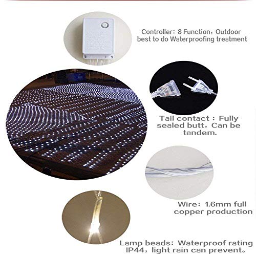 Image of LED Net Mesh String Lights, 9.8Ft X 6.6Ft, 192 LEDs, 8 Modes Diwali Decor with Diwali Lights for Home Decoration! LED Diwali Light, LED Lights for Home Decoration (3x2 Net White)