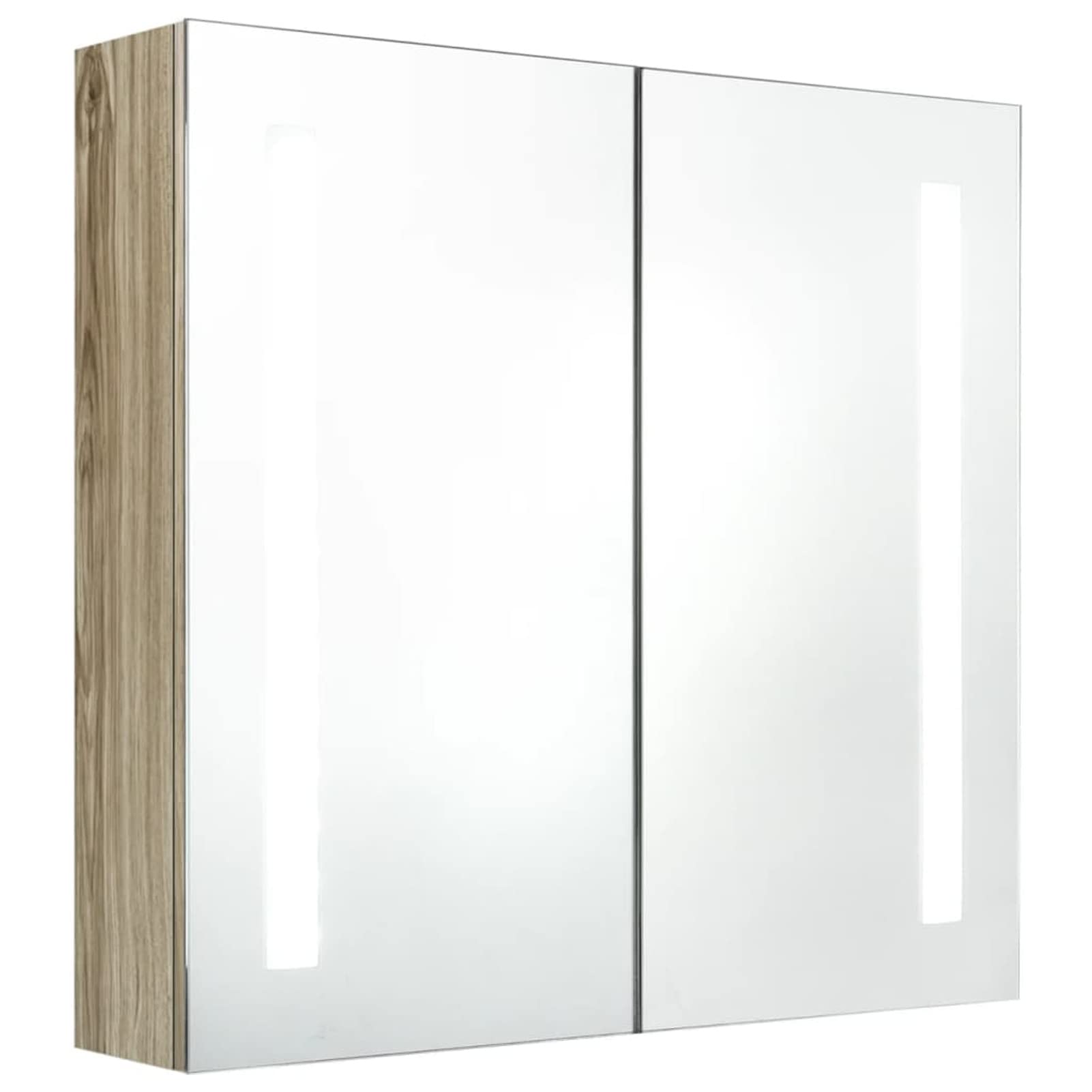 Armario de baño con Espejo y LED Color Roble 62x14x60 cm Almacenaje BañO