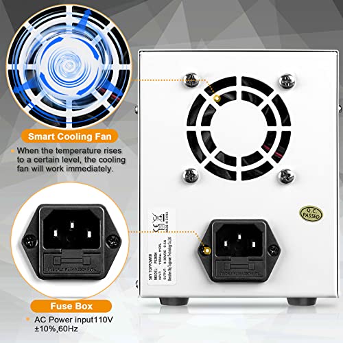 Image of DC Power Supply,0-30V 0-5A Adjustable Lab Bench Power Supply | Regulated PSU 4-Digit Display,CC CV,for Testing,Repairing Phones,Computers,Car Parts,Powering Lamps,Charging Batteries PS305H