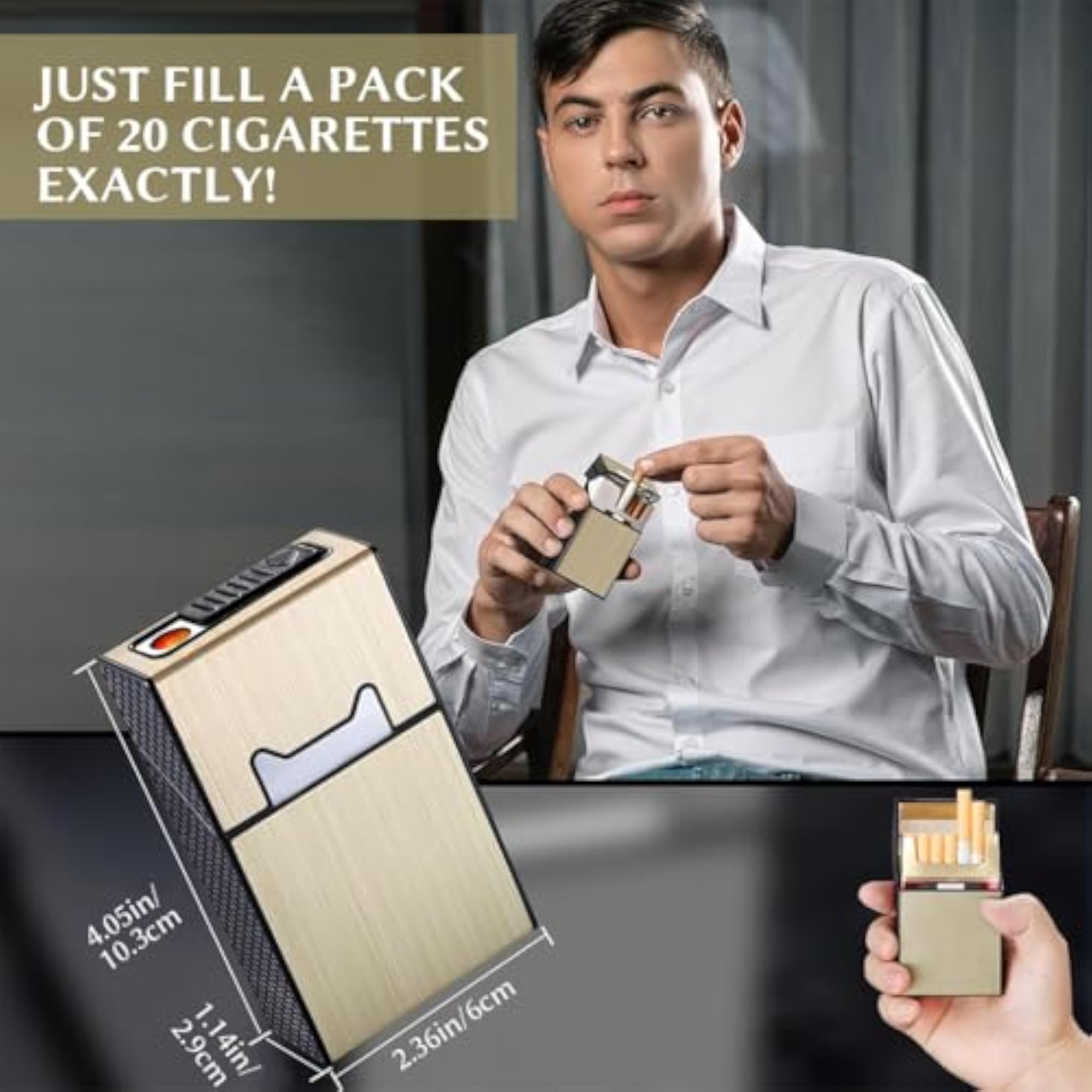 Cigarette Case with USB Lighter, Portable Design