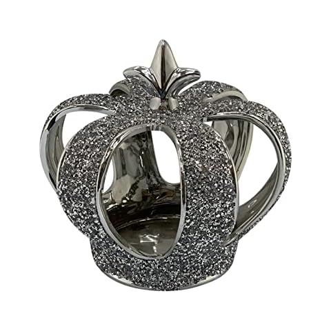 SPARKLE PALACE® Crushed Diamond Crown Romany Bling- Silver Sparkle Crown- Crushed Diamond Living Room Accessories for Bar or Counter Cover