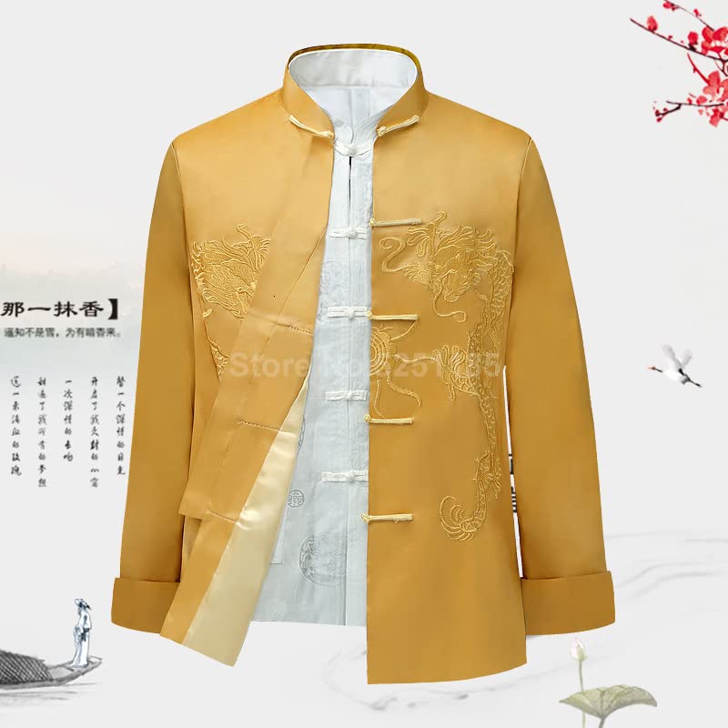 Traditional Chinese Style Embroidery Dragon Hanfu Blouse Tang Suit Men's Kung Fu Tops Jackets Cheongsam Year Coats3