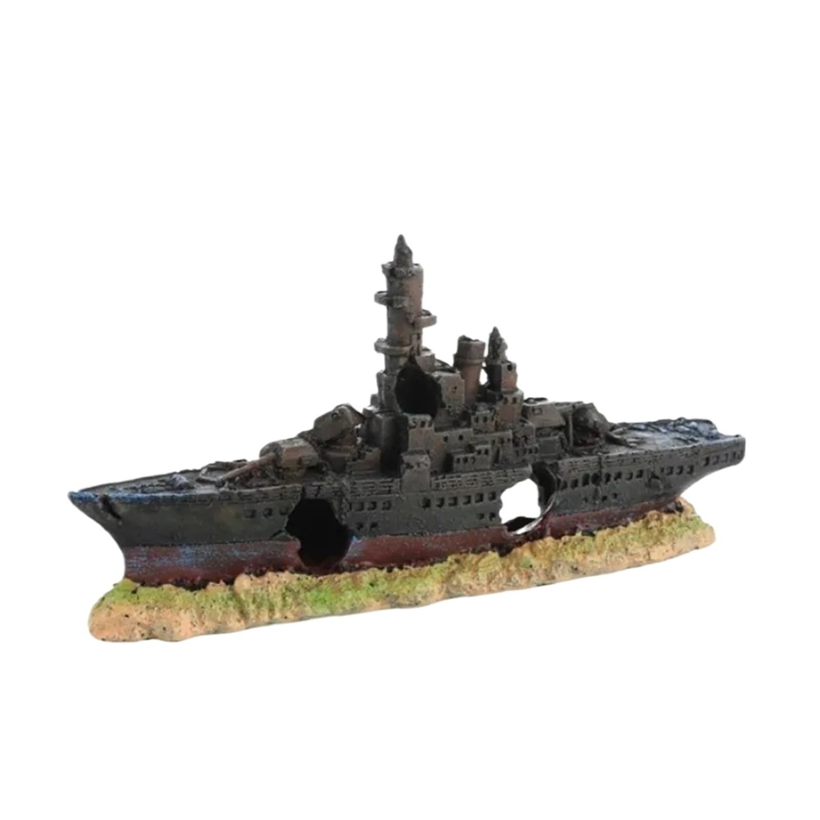 QuxetlRyz Aquarium Tunnel Decoration Pirate Ship Aquarium Ornament Resin Sunken Shipwreck Fish Tank Hideout Cave Betta Habitat Underwater Landscape Decoration(SIZE C)
