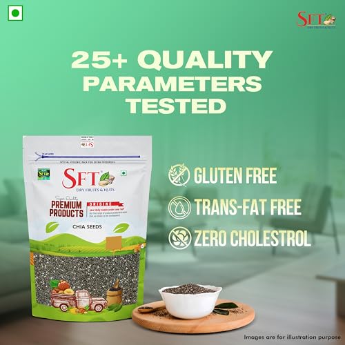 Image of SFT Premium Chia Seeds 1 Kg, I Seeds for Eating | Seeds for Weight Management | Rich in Calcium, Omega-3, Protein, Fibre, & Non GMO (Pack of 1)