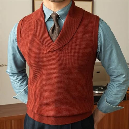 Men's Winter Solid Color British Style Pullover Sweater Vest Retro Warm Knitted Korean Style V-Neck Vest2