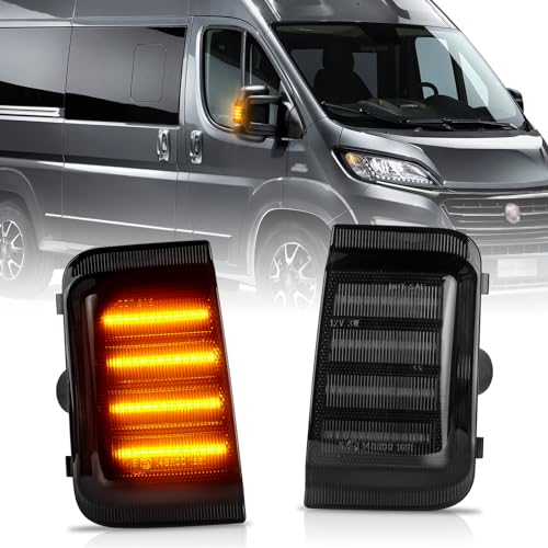 POPMOTORZ 2 Stücke LED Spiegelblinker Binker für Boxer Fi-at Ducato Ram Promaster C-itroen Jumper C-itroen Relay, Schwarz