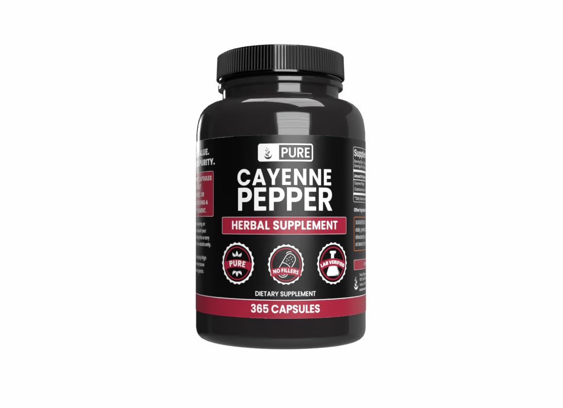 PURE ORIGINAL INGREDIENTS Cayenne Pepper (365 Capsules) No Magnesium Or Rice Fillers, Pure, Lab Verified