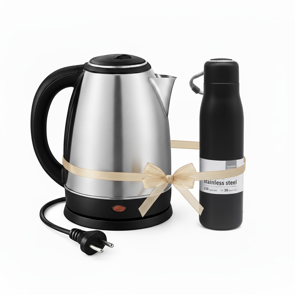 Rfv1 Combo Pack Electric Stainless Steel Kettle 1.8 Ltr And Silicon Foldable Electric Kettle 600Ml(Any Assorted Colour) For Travel And Gifting - 1500 Watt-image-38