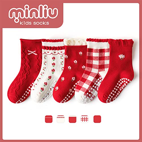 SUITBOY Kids Christmas Socks Toddler Nonslip Grip Christmas Socks Baby Holiday Winter Warm for Boys/Girls4