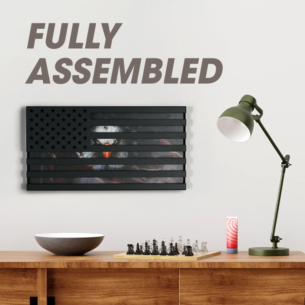 American Flag Metal Wall Art - Patriotic US Flag Decor For Living Room, Office, 36x19 Inches - View #7