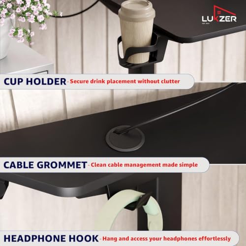Image of Lukzer Electric Height Adjustable Table with 3 Memory Preset Controller Ergonomic Office Work & Home-Sit Stand Gaming & Study Desk (EST-003 /Black & Black /1200 x 600 mm) DIY with 3-Year Warranty