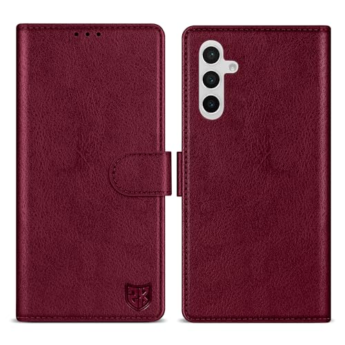Image of ZZXX for Samsung Galaxy S25 Wallet Case with [RFID Blocking] Card Slot Kickstand Magnetic Closure Leather Flip Fold Protective Phone Case for Samsung Galaxy S25 5G Case Wallet(Wine Red-6.2 inch)