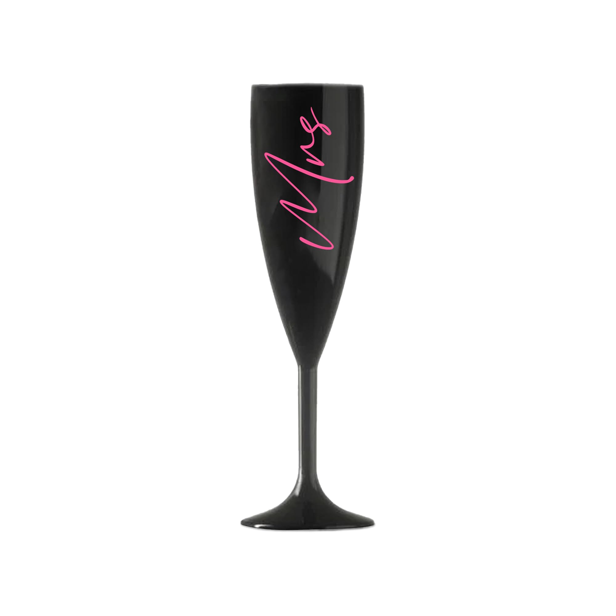 Champagne Premium Black Flute Glass Bride Groom Mr Mrs Wedding Maid Honour Wine Cocktail Prosecco Celebrations Gift (Baby Pink, Mrs)