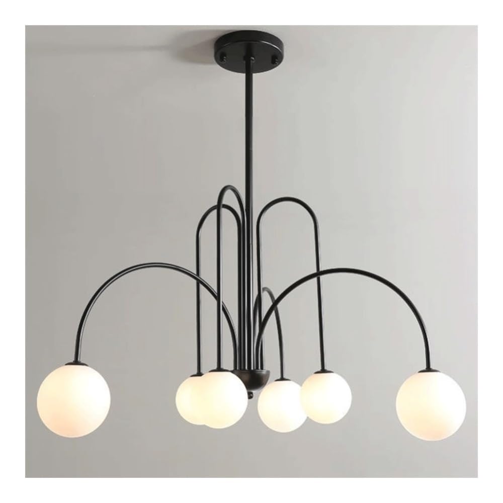 FEITENGDA Modern Globe Glass Pendant Light Brushed Brass Metal Chandelier Adjustable Rods Hanging Ceiling Lighting for Kitchen Bedroom Foyer Living Room Entryway Dining