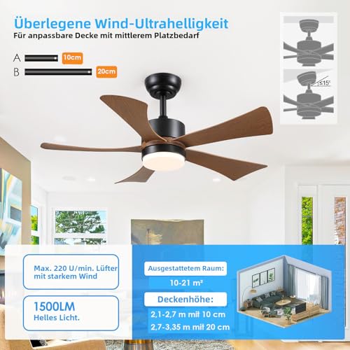Ventilateur de plafond 104 cm Surtime SUR8905 avec éclairage LED - 2
