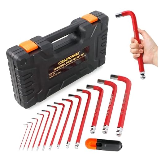 CENFORGE 13-Piece Jumbo SAE Hex Key Set (1/16” – 5/8”) – Extra Long Arm Ball End Allen Wrenches – Heavy Duty CR-V Steel L-Keys for Automotive, Industrial & Machinery Repair