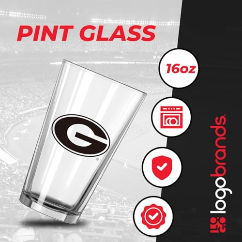 Image of Logo Brands NCAA 16 oz Pint Glass - Durable Glass With Bold Team Color- Chip-Resistant Rim Drinkware For Fans, Tailgates, Home Bars & Everyday Use