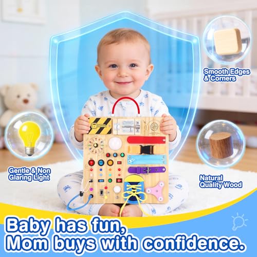 Image of Grarain Busy Board for Toddlers - Montessori Educational Toy for 1-3 Year Old Boys & Girls | Travel-Friendly Sensory Learning Activity | Ideal for Kids with Autism(Busy Board v3)