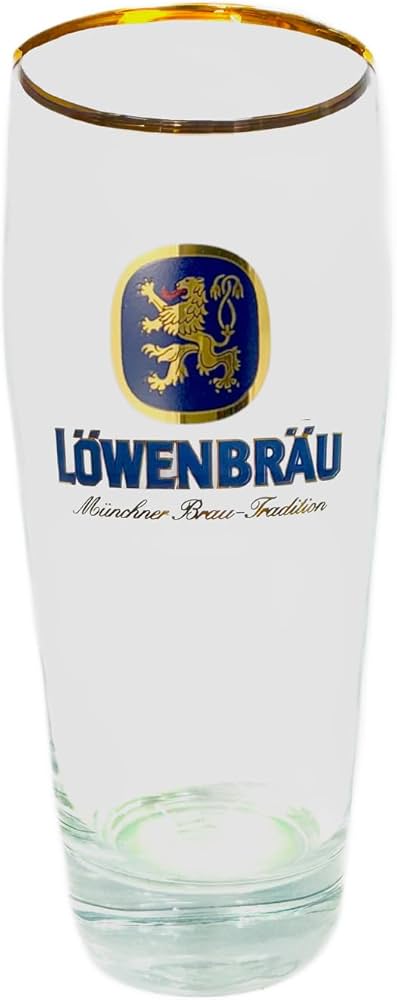 Set Da 6 Bicchieri Da Birra Löwenbräu Originale 0,5L - Calice "Hell" Con Bordo Dorato - Perfetto Per Oktoberfest E Festa Bavarese
