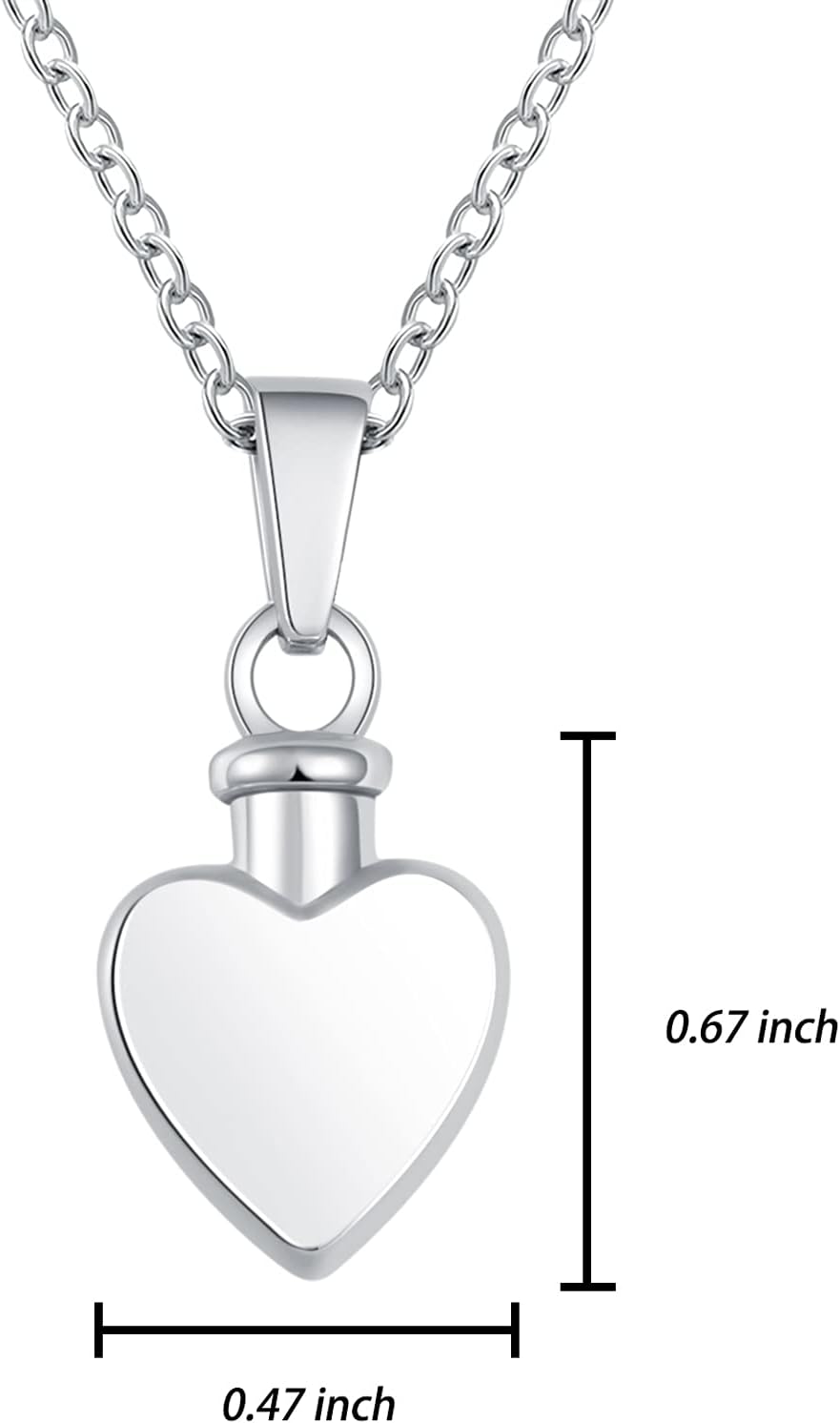 925 Sterling Silver Heart Urn Necklace Simple Blank Always in My Heart Ashes Cremation Jewelry Memorial Keepsake Pendant with Funnel Kit - Image 5