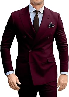 Double Breasted Suit Men Slim Fit 2 Pieces Suit Blazer Pants Formal 2 Button Tuxedo Jacket for Wedding Business Prom