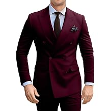 Double Breasted Suit Men Slim Fit 2 Pieces Suit Blazer Pants Formal 2 Button Tuxedo Jacket for Wedding Business Prom